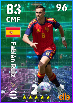 Fabián Ruiz — CMF, OVR 83, MAX 96