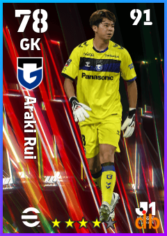 Araki Rui — GK, OVR 78, MAX 91