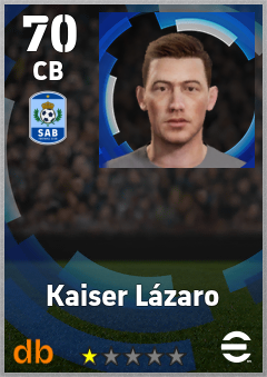 Kaiser Lázaro — CB, OVR 70, MAX 70