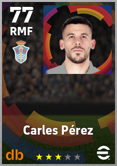 Carles Pérez — RMF, OVR 77, MAX 77