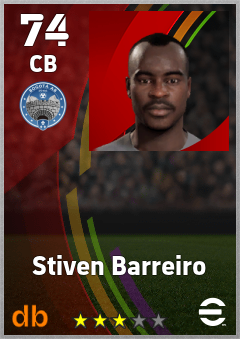 Stiven Barreiro — CB, OVR 74, MAX 74