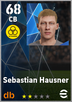 Sebastian Hausner — CB, OVR 68, MAX 68