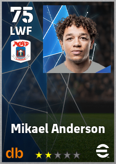 Mikael Anderson — LWF, OVR 75, MAX 75
