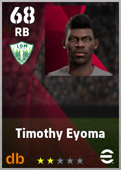 Timothy Eyoma — RB, OVR 68, MAX 68