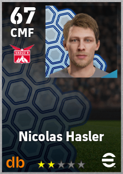 Nicolas Hasler — CMF, OVR 67, MAX 67