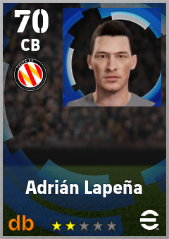 Adrián Lapeña — CB, OVR 70, MAX 70