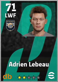 Adrien Lebeau — LWF, OVR 71, MAX 71