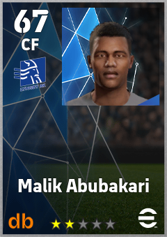 Malik Abubakari — CF, OVR 67, MAX 67