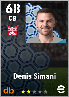 Denis Simani — CB, OVR 68, MAX 68