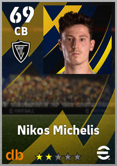 Nikos Michelis — CB, OVR 69, MAX 69