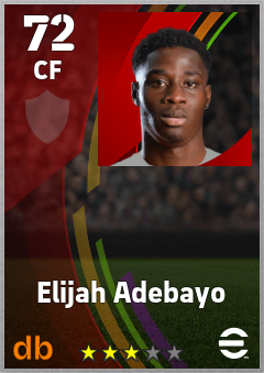 Elijah Adebayo — CF, OVR 72, MAX 72