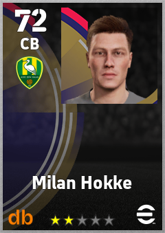 Milan Hokke — CB, OVR 72, MAX 72