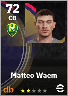 Matteo Waem — CB, OVR 72, MAX 72