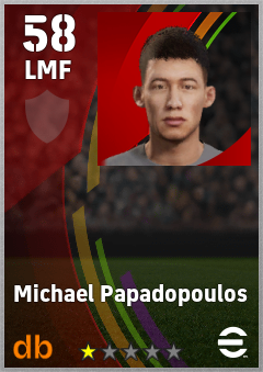 Michael Papadopoulos — LMF, OVR 58, MAX 58