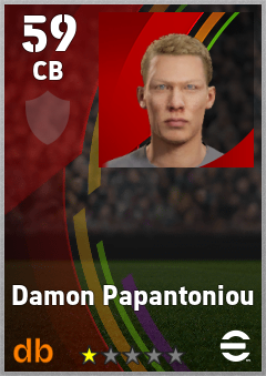Damon Papantoniou — CB, OVR 59, MAX 59