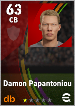 Damon Papantoniou — CB, OVR 63, MAX 63