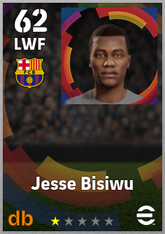 Jesse Bisiwu — LWF, OVR 62, MAX 62