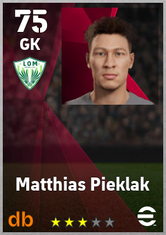 Matthias Pieklak — GK, OVR 75, MAX 75