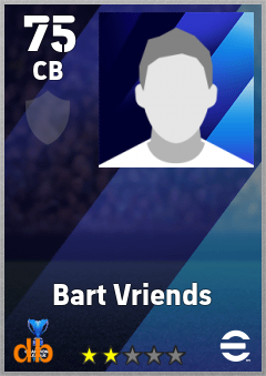 Bart Vriends — CB, OVR 75, MAX 75