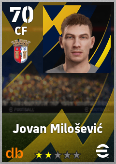 Jovan Milošević — CF, OVR 70, MAX 70