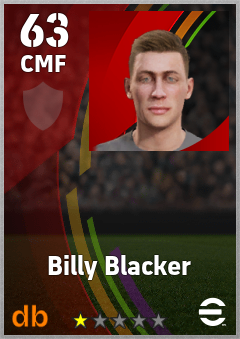 Billy Blacker — CMF, OVR 63, MAX 63