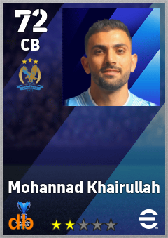 Mohannad Khairullah — CB, OVR 72, MAX 72