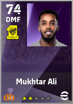 Mukhtar Ali — DMF, OVR 74, MAX 74