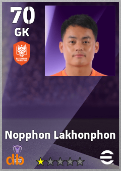 Nopphon Lakhonphon — GK, OVR 70, MAX 70