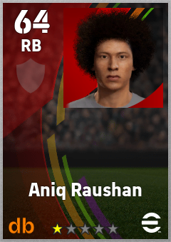 Aniq Raushan — RB, OVR 64, MAX 64