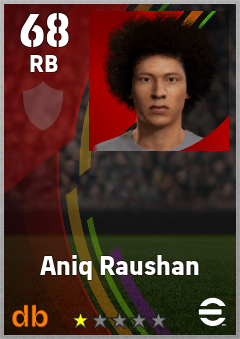 Aniq Raushan — RB, OVR 68, MAX 68