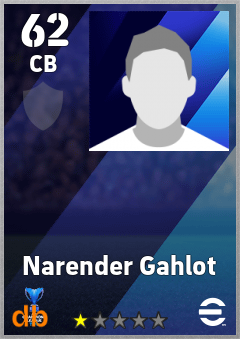 Narender Gahlot — CB, OVR 62, MAX 62