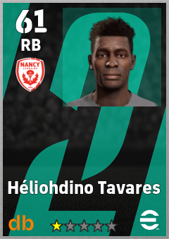 Héliohdino Tavares — RB, OVR 61, MAX 61