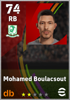 Mohamed Boulacsout — RB, OVR 74, MAX 74