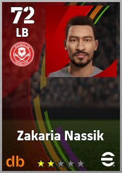 Zakaria Nassik — LB, OVR 72, MAX 72