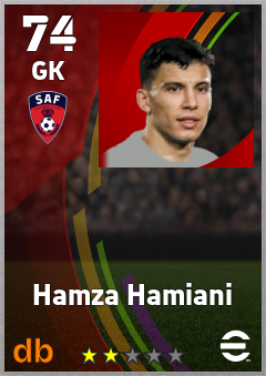 Hamza Hamiani — GK, OVR 74, MAX 74