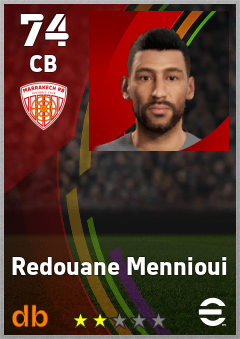 Redouane Mennioui — CB, OVR 74, MAX 74