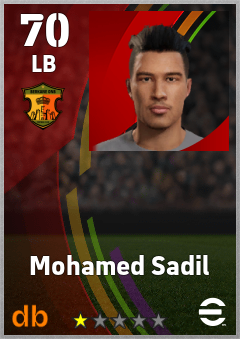 Mohamed Sadil — LB, OVR 70, MAX 70