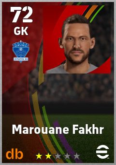 Marouane Fakhr — GK, OVR 72, MAX 72