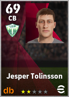 Jesper Tolinsson — CB, OVR 69, MAX 69