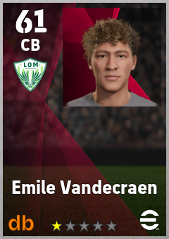 Emile Vandecraen — CB, OVR 61, MAX 61
