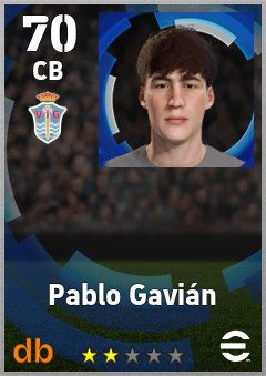 Pablo Gavián — CB, OVR 70, MAX 70
