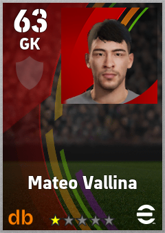 Mateo Vallina — GK, OVR 63, MAX 63