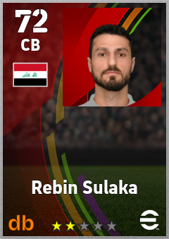 Rebin Sulaka — CB, OVR 72, MAX 72