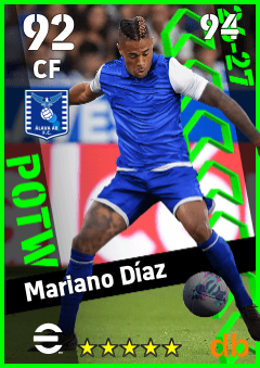 Mariano Díaz — CF, OVR 92, MAX 94