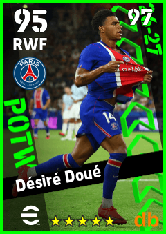 Désiré Doué — RWF, OVR 95, MAX 97