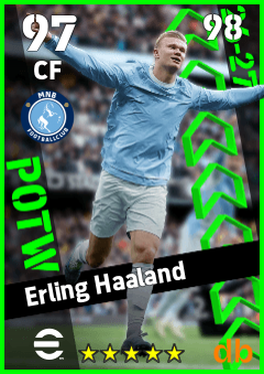 Erling Haaland — CF, OVR 97, MAX 98