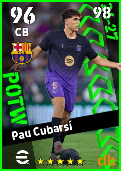 Pau Cubarsí — CB, OVR 96, MAX 98