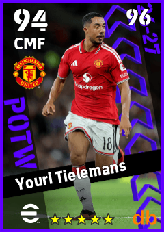 Youri Tielemans — CMF, OVR 94, MAX 96