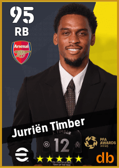 Jurriën Timber — RB, OVR 95, MAX 95
