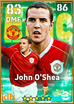 John O'Shea — DMF, OVR 83, MAX 86